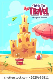 Time to Travel Poster Featuring Sand Castle