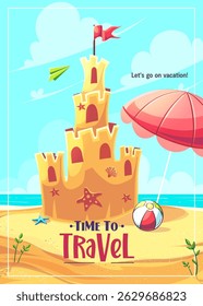 Time to Travel Poster Featuring a Sand Castle