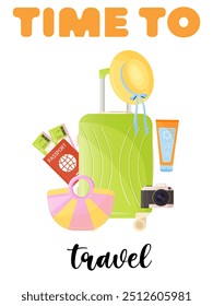 Time to travel promotion flyer. Summer travel poster