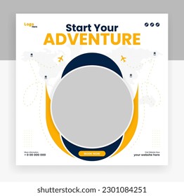Time to Travel social media post banner template design