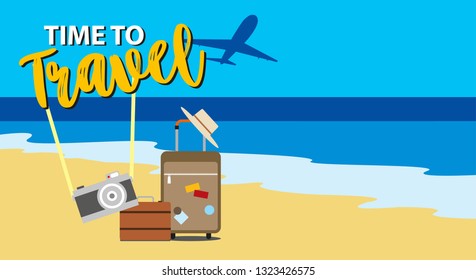 Time Travel Summer Holidays Ocean Vacation Stock Vector (Royalty Free ...