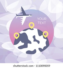 Time to travel template. Flat design of world map or Earth. Vector illustration