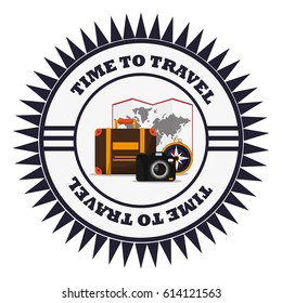 time to travel vacation emblem