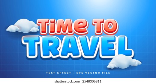 Tiempo para viajar Vector 3d estilo editable efecto de texto