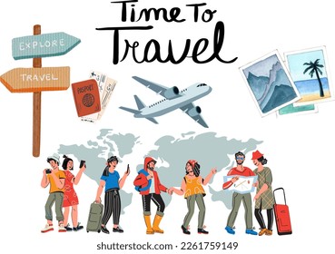 El tiempo para viajar arte vectorial. Concepto de viaje