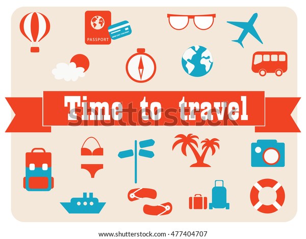 Time to travel. Vector\
icons set. 