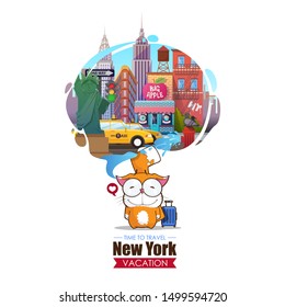 Time to travel. Vector illustration whit caroon animal character.