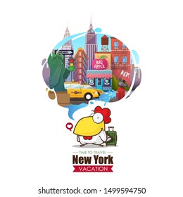 Time to travel. Vector illustration whit caroon animal character.