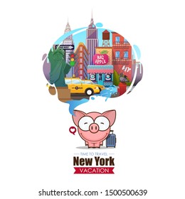 Time to travel. Vector illustration whit caroon animal character.