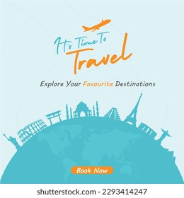 Time to travel, World famous landmark for travel poster, 7 Wonders, Tourist destinations, Tourism Templates, Social Media Design, Flyer, Poster, Banner