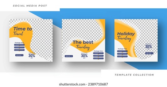 Time to travel the world flyer or poster for traveling agency business offer promotion. Holiday and tour advertisement banner design. 