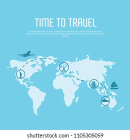 Time to Travel with World Map Vector Design