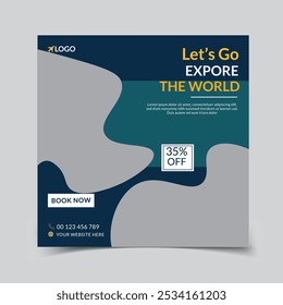 It's time to travel to your dream destinations social media post template editable file
