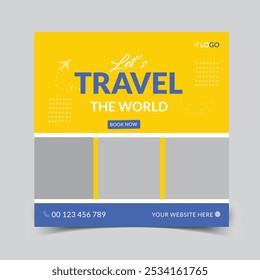 It's time to travel to your dream destinations social media post template editable file
