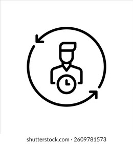 time traveller outline icon. time travel black line illustration.