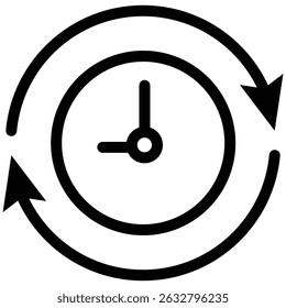 Time Travelling icon Black and white outline vector