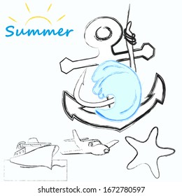 Time to travel.Time for fun.Nature,vacation scene with hook.Season.