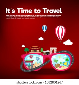 It’s Time to Travel.Travel banner.Modern flat design. EPS 10. Colorful.