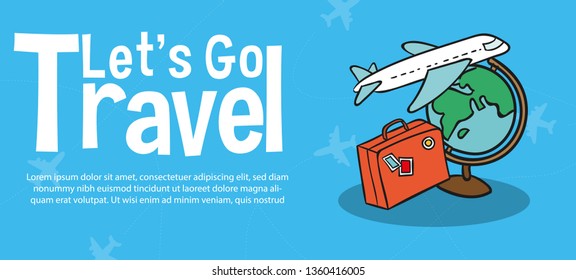 It’s Time to Travel.Trip to World. Travel to World. Vacation. Road trip. Tourism. Travel banner.Modern flat design. EPS 10. Colorful. 