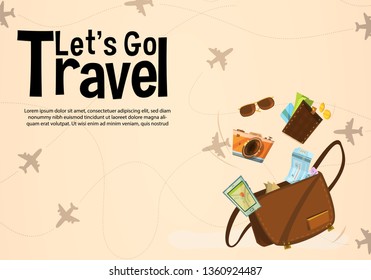 It’s Time to Travel.Trip to World. Travel to World. Vacation. Road trip. Tourism. Travel banner.Modern flat design. EPS 10. Colorful. 
