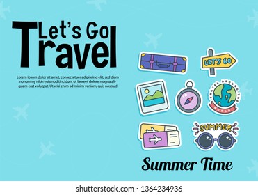 It’s Time to Travel.Trip to World. Travel to World. Vacation. Road trip. Tourism. Travel banner.Modern flat design. EPS 10. Colorful. 