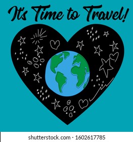 It’s Time to Travel.Trip to World. Travel to World. Vacation. Road trip. Tourism. Travel banner. Journey. Travelling illustration. Modern flat design. EPS 10. Colorful.