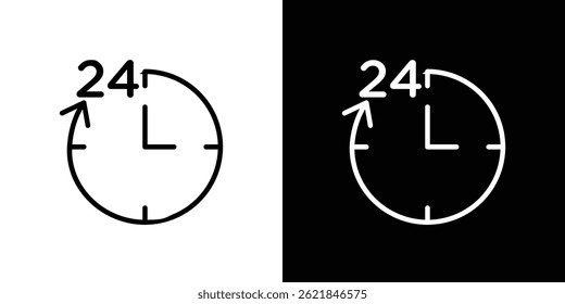 Time twenty four icon concept stroke on white background