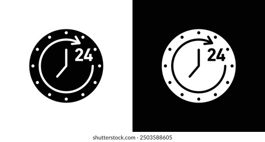 Time twenty four icon Flat vector set outline