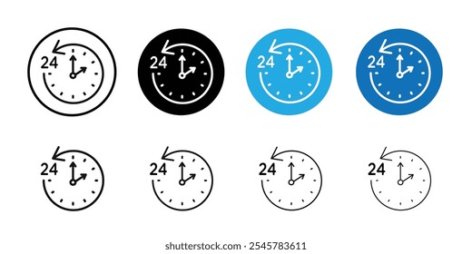 Tiempo veinticuatro icono de línea plana símbolo establecido.