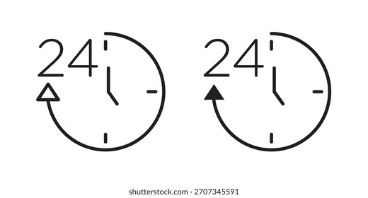 Icono de tiempo veinticuatro. Colección de estilo plana y de trazo. símbolo simple