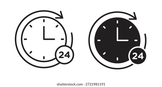 Time twenty four icon flat simple icon. Liner version - stock vector.