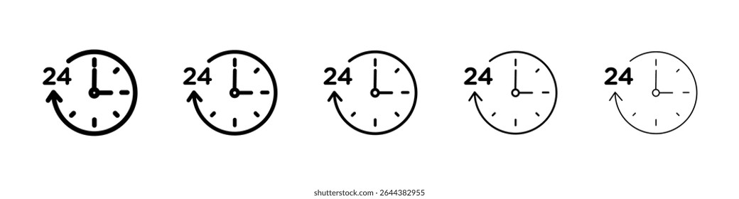 Time twenty four icon graphic set. trendy stroke line style