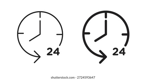 Tiempo veinticuatro icono con versiones de línea y silueta.