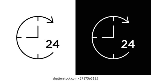 Time twenty four icon linear vector icon. Editable stroke lines.
