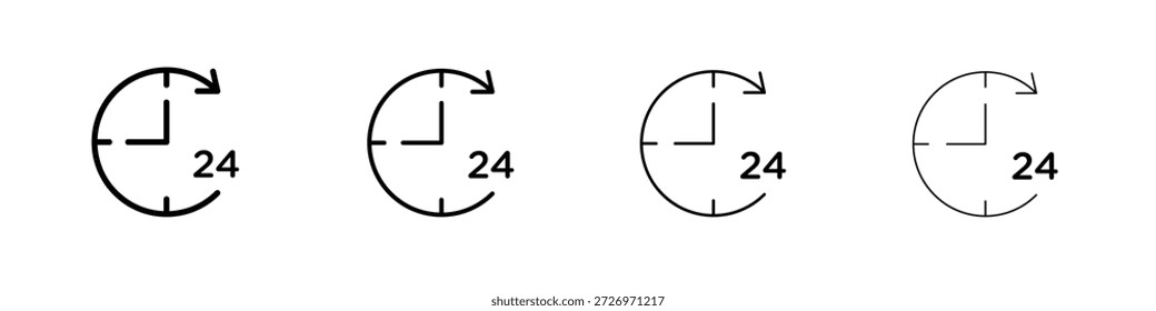 Icono de tiempo veinticuatro en estilo de línea de trazo moderno. Vector 10 eps