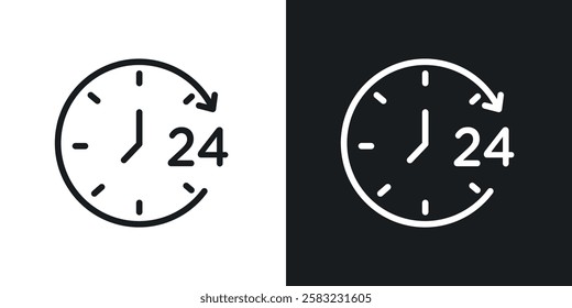 Time twenty four icons in black and white liner strokes for web design.
