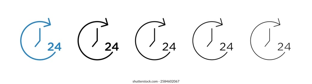 Time twenty four icons in five different stroke sizes