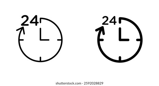 Time twenty four icons. stroke line and black solid icons