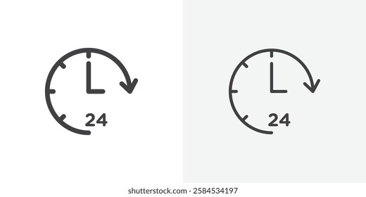 Time twenty four icons vectors illustrations in black fill and liner versions