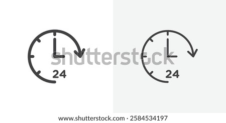 Time twenty four icons vectors illustrations in black fill and liner versions