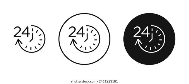 Time twenty four line icon set. Continuous operation vector icon for UI designs.