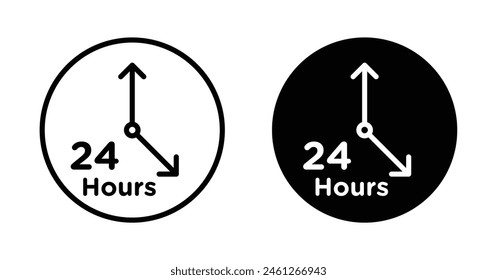 Time twenty four vector icon set. Around-the-clock service icon for service-oriented apps.
