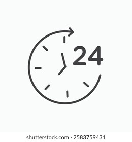 Time twenty four vector icon isolated in black line