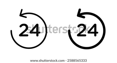 Time twenty four vectors icons set in filled and strokes on white background