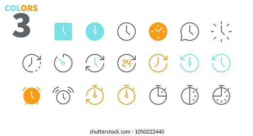Time UI Pixel Perfect Well-crafted Vector Thin Line Icons 48x48 Ready for 24x24 Grid for Web Graphics and Apps with Editable Stroke. Simple Minimal Pictogram Part 1-2