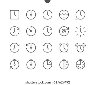 Time UI Pixel Perfect Well-crafted Vector Thin Line Icons 48x48 Ready for 24x24 Grid for Web Graphics and Apps with Editable Stroke. Simple Minimal Pictogram Part 1-2