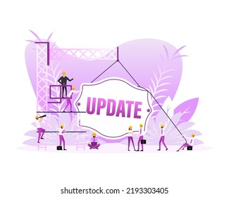 Time to update sign door, many people. Vector illustration