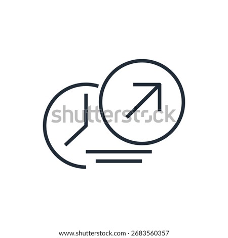 The time and the upward movement of the arrow. New positive direction. Vector linear icon illustration isolated on white background.