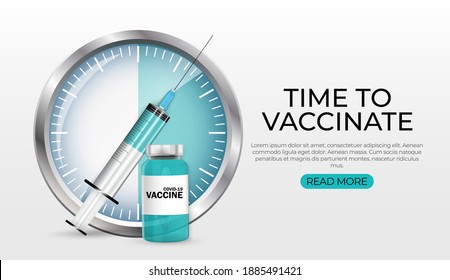 Time to vaccinate 2021 concept.Coronavirus vaccination concept. Vector Illustration