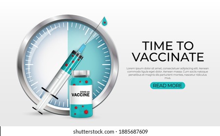 Time to vaccinate 2021 concept.Coronavirus vaccination concept. Vector Illustration